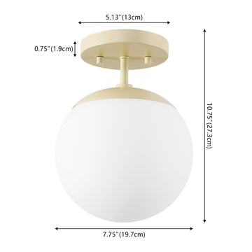 Marcel Bistro 7.75" Bohemian Farmhouse Iron/Frosted Glass LED Semi Flush Mount - JONATHAN Y